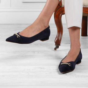 Fairfax & Favor Women's Apsley Suede Ballet Pump in Navy
