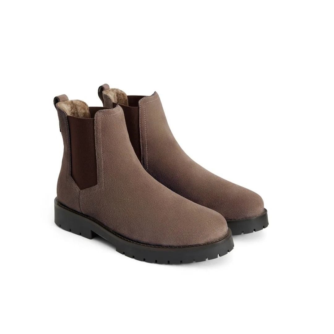 Fairfax & Favor Women's Boudica Sheepskin Boots in Deep Taupe Suede