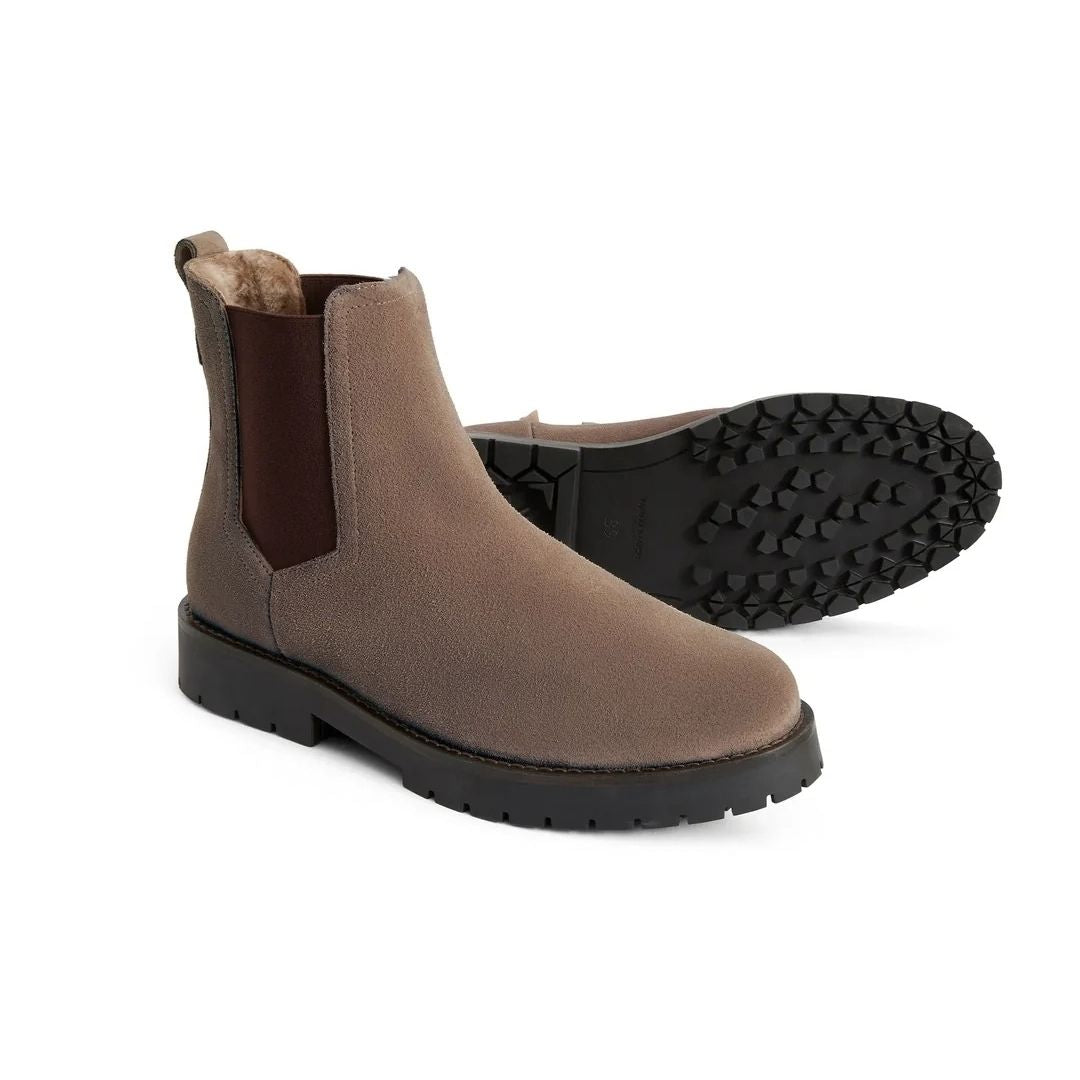 Fairfax & Favor Women's Boudica Sheepskin Boots in Deep Taupe Suede