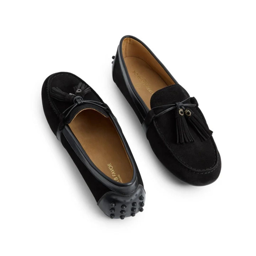 Fairfax & Favor Women's Rutland Suede Driving Shoes in Black