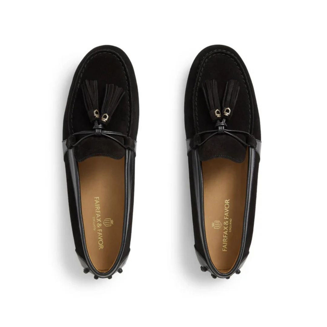 Fairfax & Favor Women's Rutland Suede Driving Shoes in Black