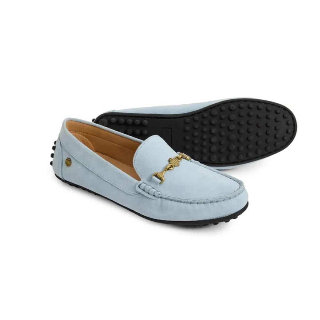 Fairfax & Favor Women's Trinity Suede Driving Shoes in Sky Blue