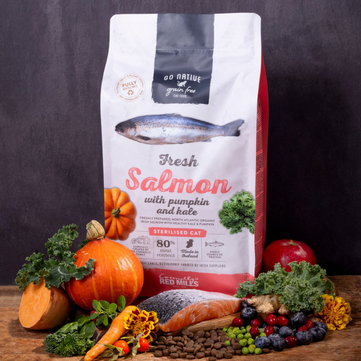 Go Native Salmon with Pumpkin & Kale Sterilised Cat Food