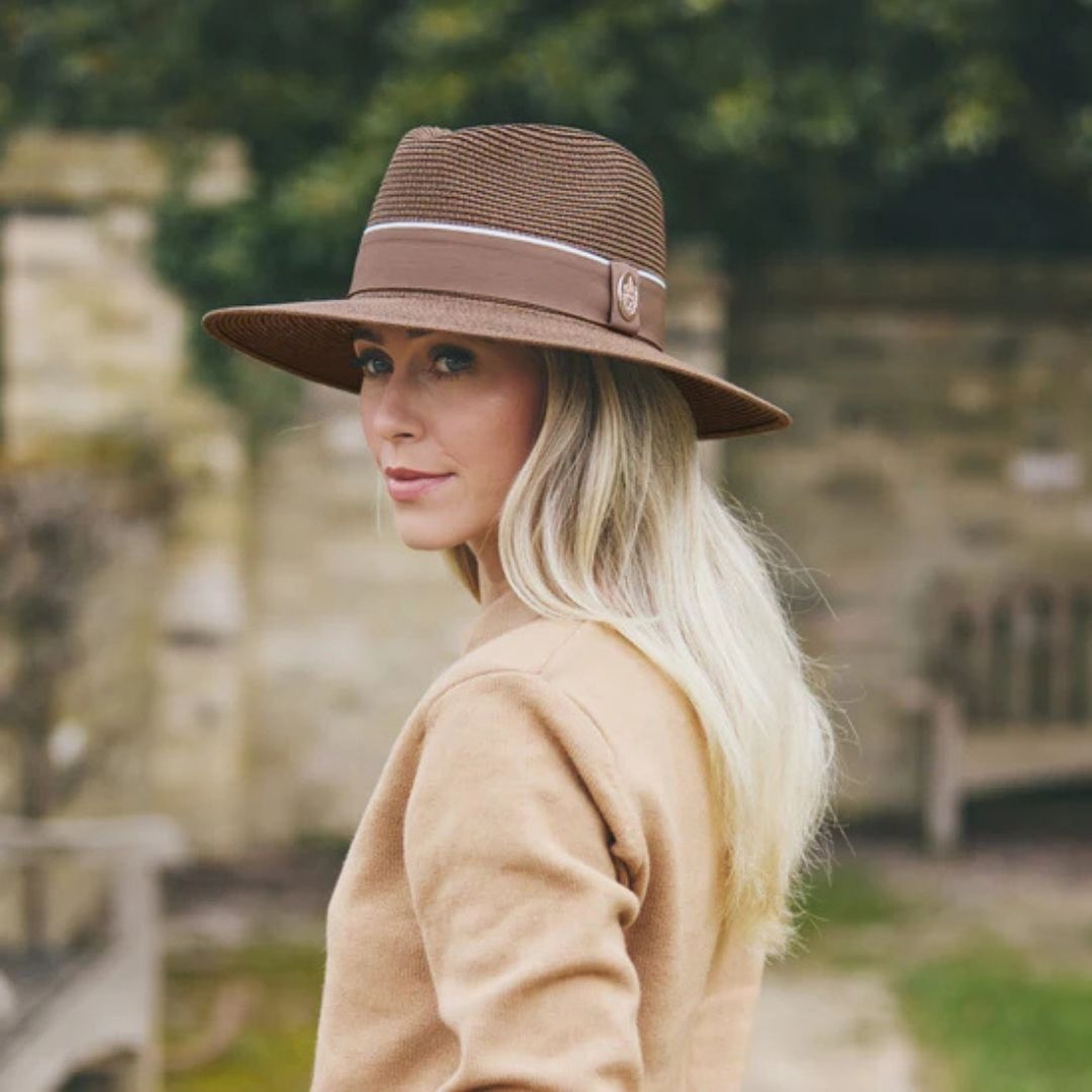 Hicks & Brown Hemley Fedora in Brown with Chocolate Ribbon