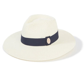 Hicks & Brown Hemley Fedora in Cream with Navy Ribbon