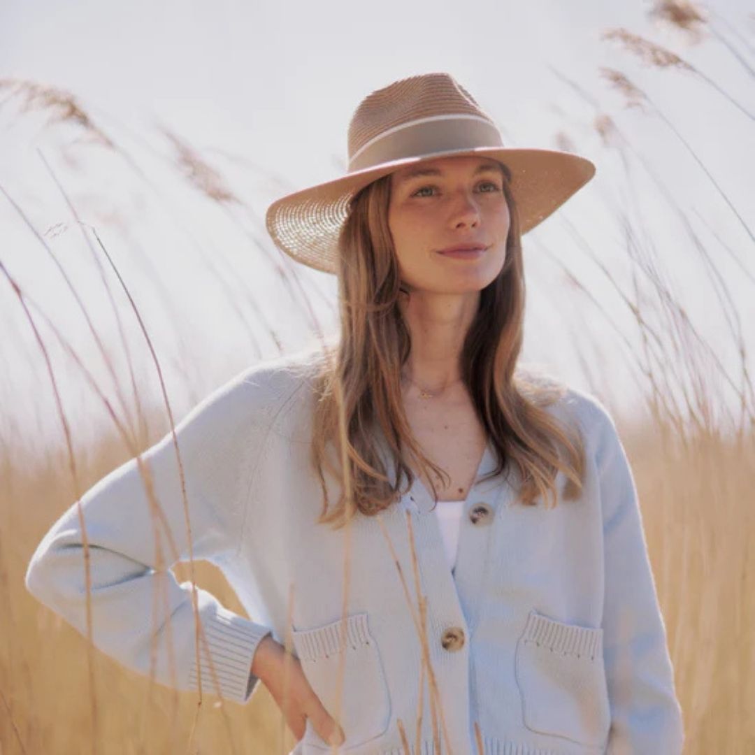 Hicks & Brown Hemley Fedora in Natural with Fawn Ribbon