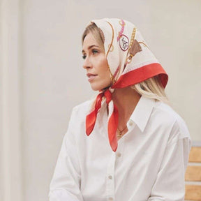 Hicks & Brown Melford Mini Silk Scarf in Dusty Pink