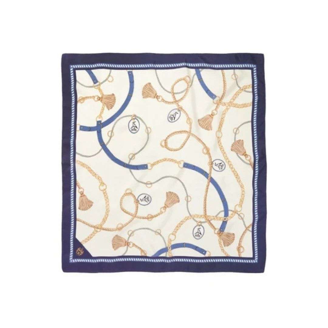 Hicks & Brown Melford Mini Silk Scarf in Navy