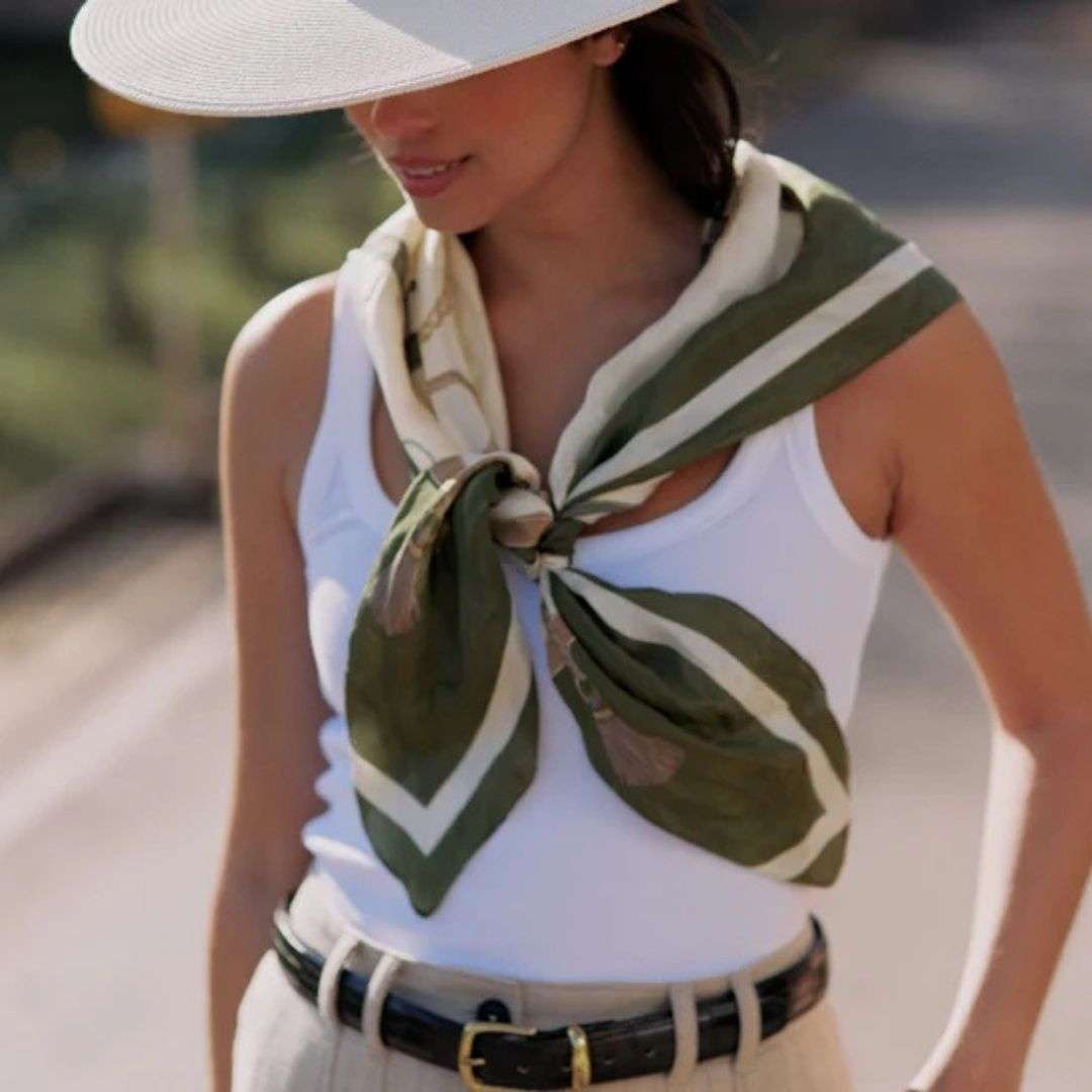 Hicks & Brown Melford Silk Scarf in Green