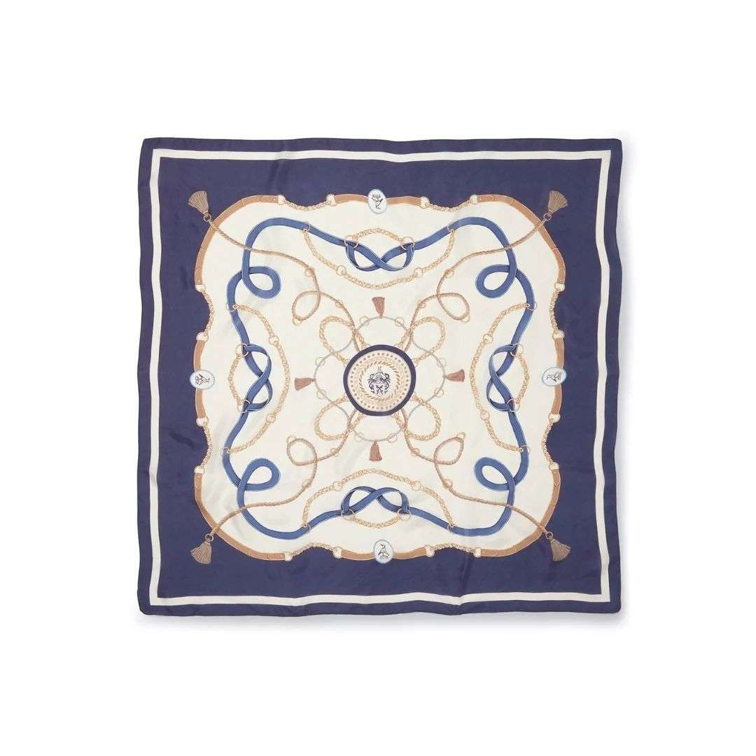 Hicks & Brown Melford Silk Scarf in Navy