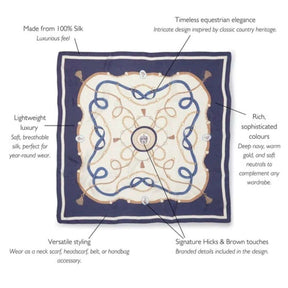 Hicks & Brown Melford Silk Scarf in Navy