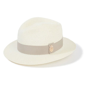 Hicks & Brown Orford Fedora in Cream with Pebble Ribbon