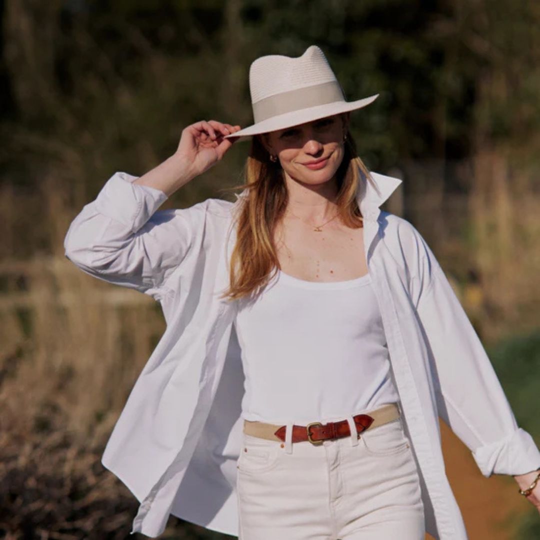 Hicks & Brown Orford Fedora in Cream with Pebble Ribbon