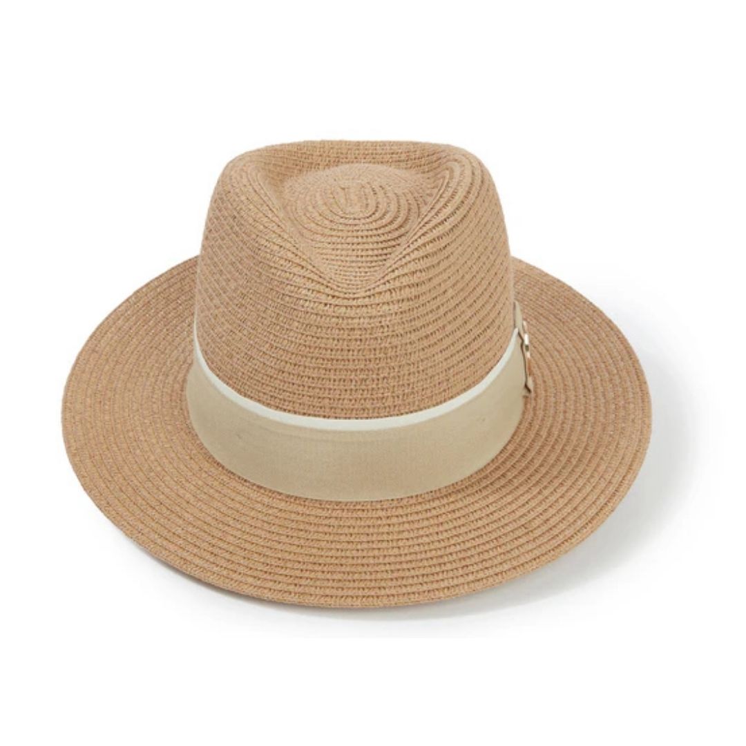 Hicks & Brown Orford Fedora in Natural with Fawn Ribbon