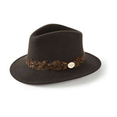 Hicks & Brown Suffolk Fedora in Brown with Bronze Feather