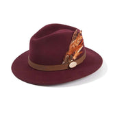 Hicks & Brown Suffolk Fedora in Plum with Bronze Feather