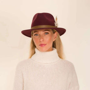 Hicks & Brown Suffolk Fedora in Plum with Bronze Feather