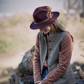 Hicks & Brown Suffolk Fedora in Plum with Bronze Feather
