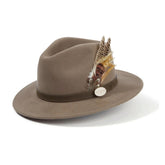 Hicks & Brown Suffolk Fedora in Taupe with Bronze Feather