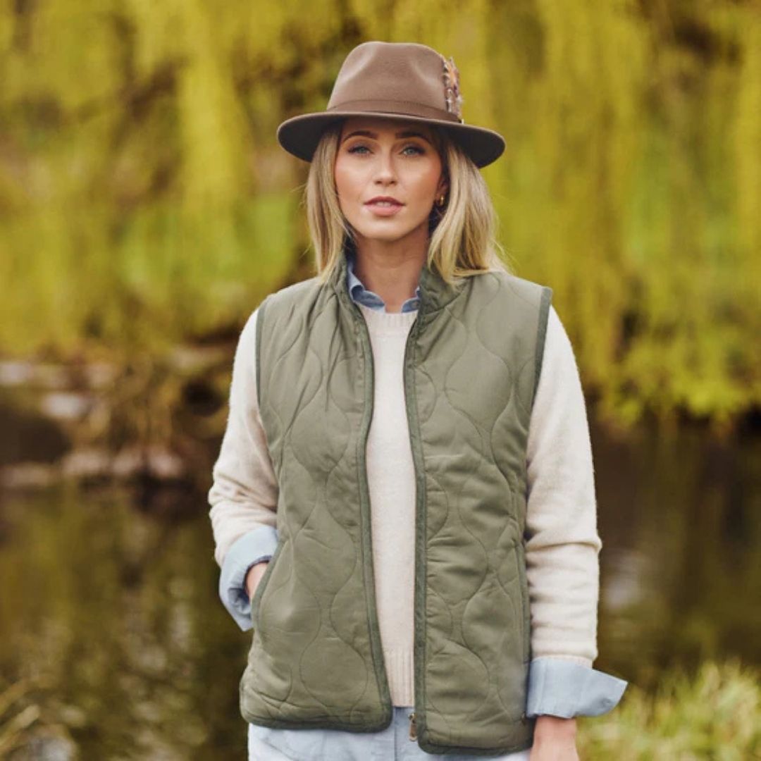 Hicks & Brown Suffolk Fedora in Taupe with Bronze Feather