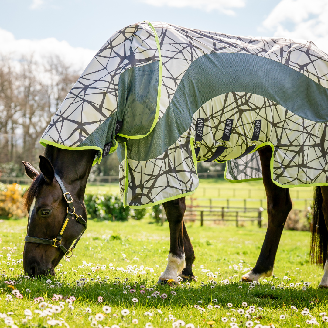 Horseware Amigo 3-in-1 CamoFly Fly Sheet in Grey & Lime (Fly Rug + Turnout Rug)
