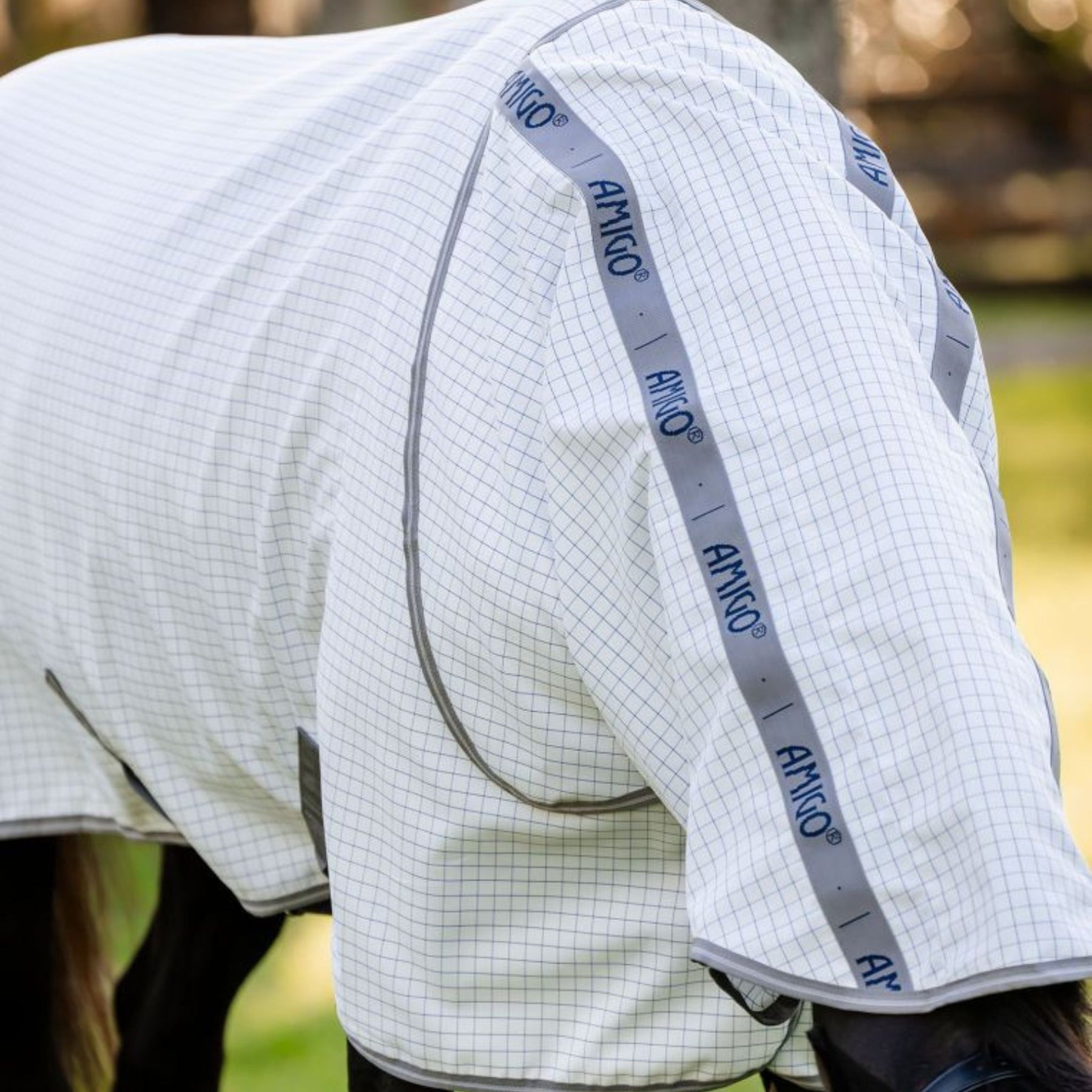 Horseware Amigo Summer Sheet Plus in Navy Check and Titanium Grey & Silver