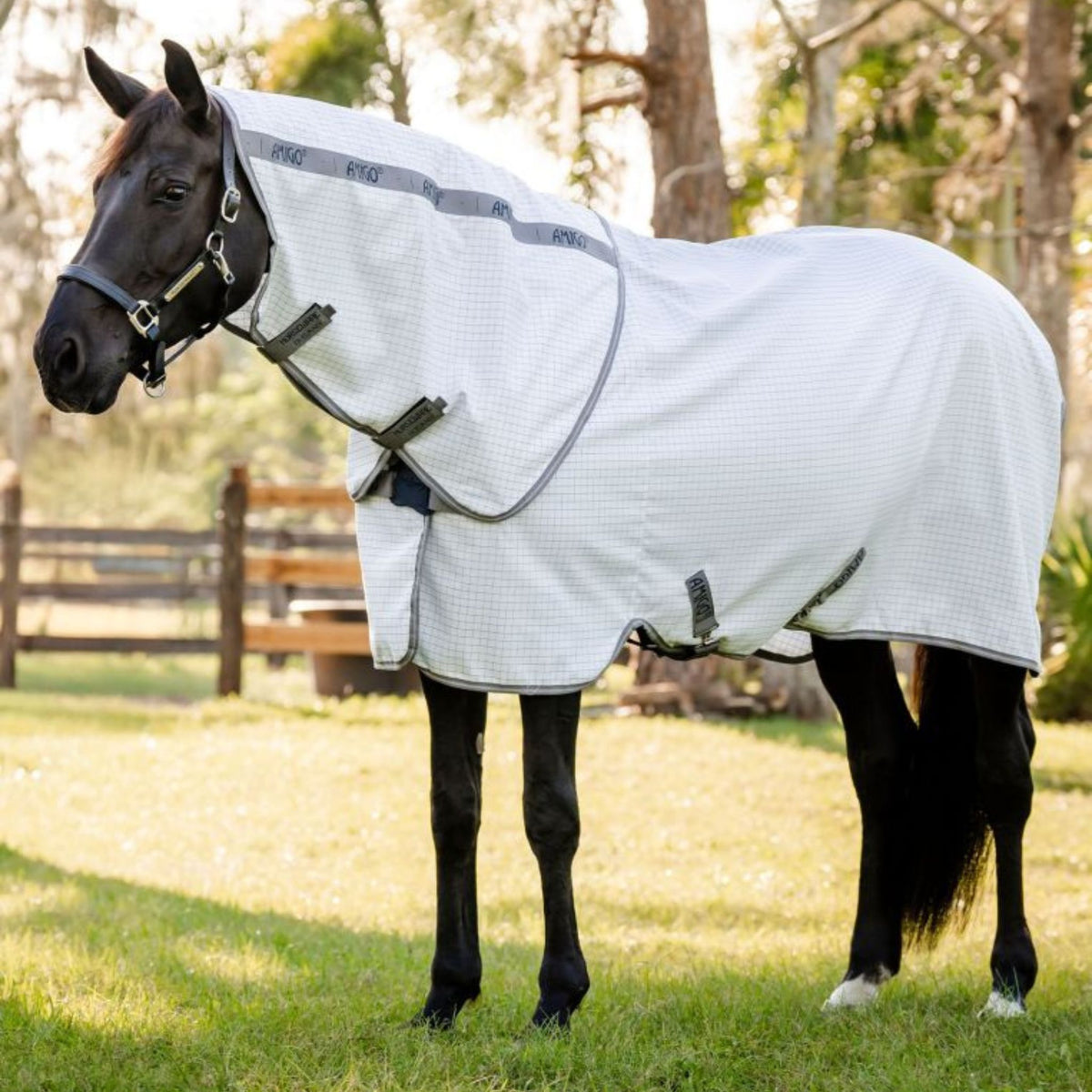 Horseware Amigo Summer Sheet Plus in Navy Check and Titanium Grey & Silver