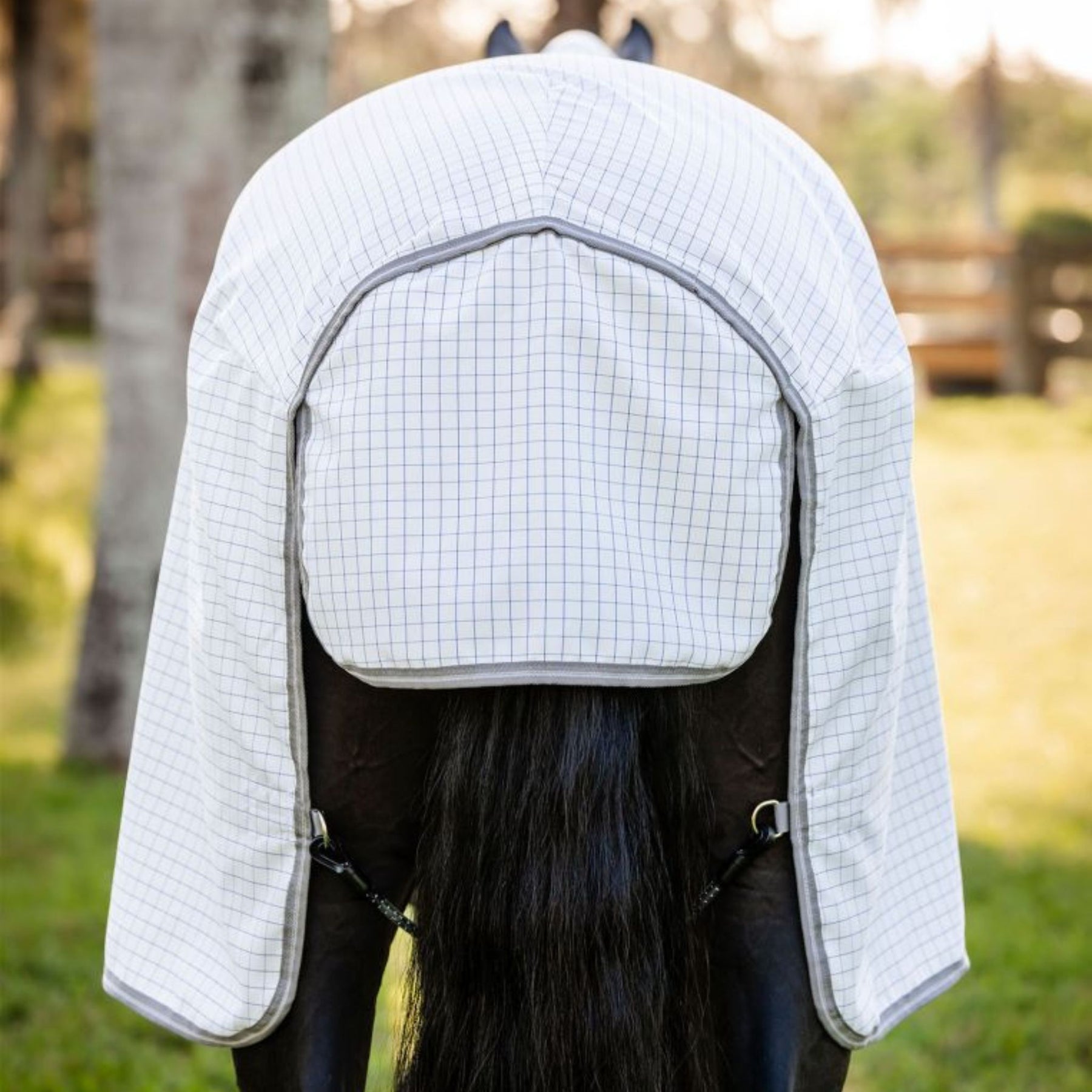 Horseware Amigo Summer Sheet Plus in Navy Check and Titanium Grey & Silver