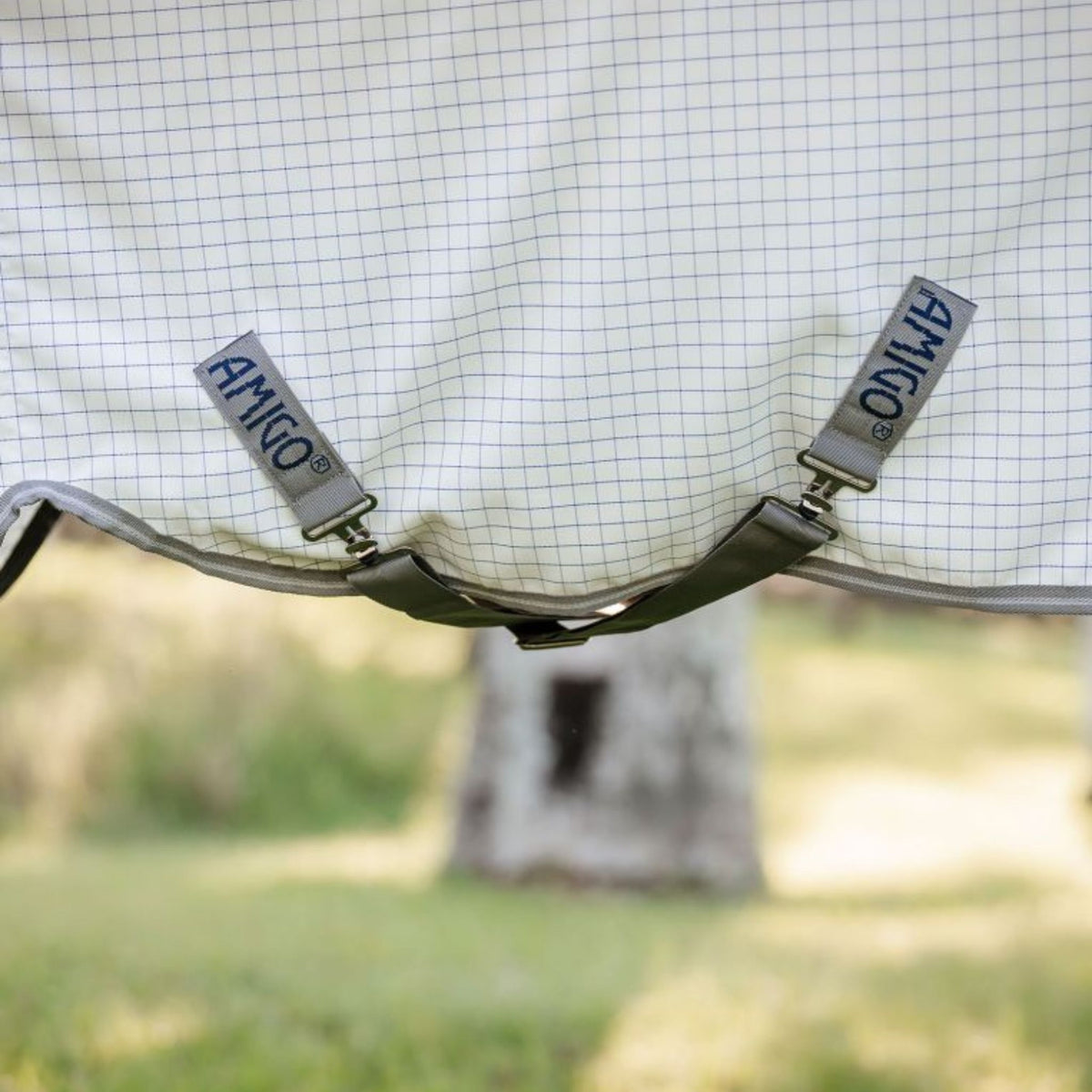 Horseware Amigo Summer Sheet Plus in Navy Check and Titanium Grey & Silver