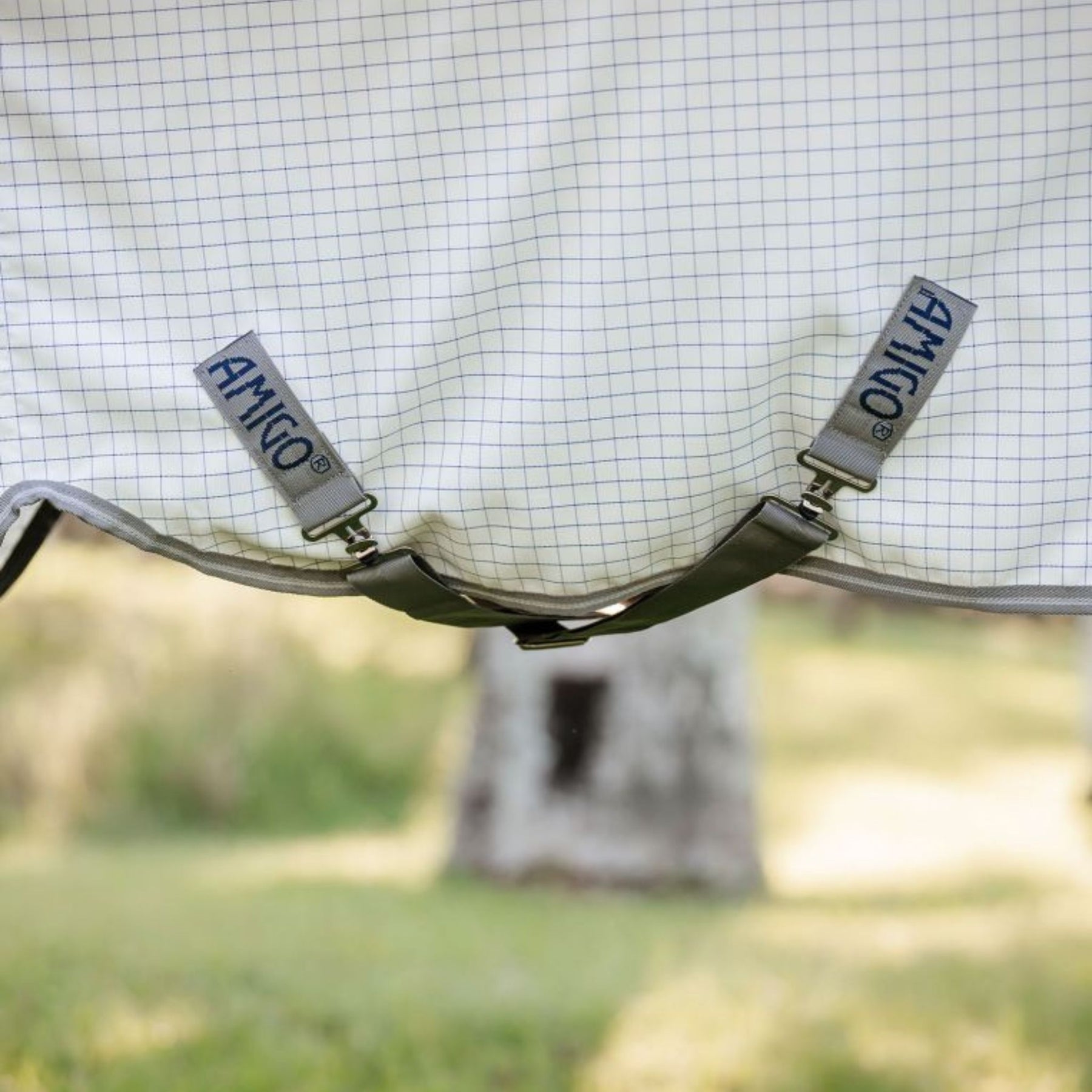 Horseware Amigo Summer Sheet Plus in Navy Check and Titanium Grey & Silver