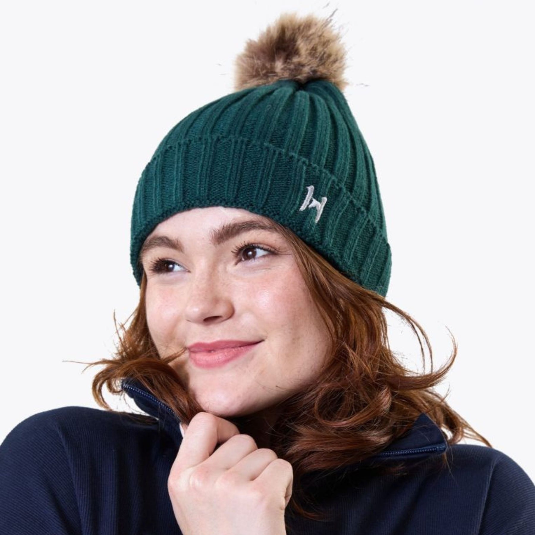 Horseware Aura Knitted Bobble Hat in Dynasty Green