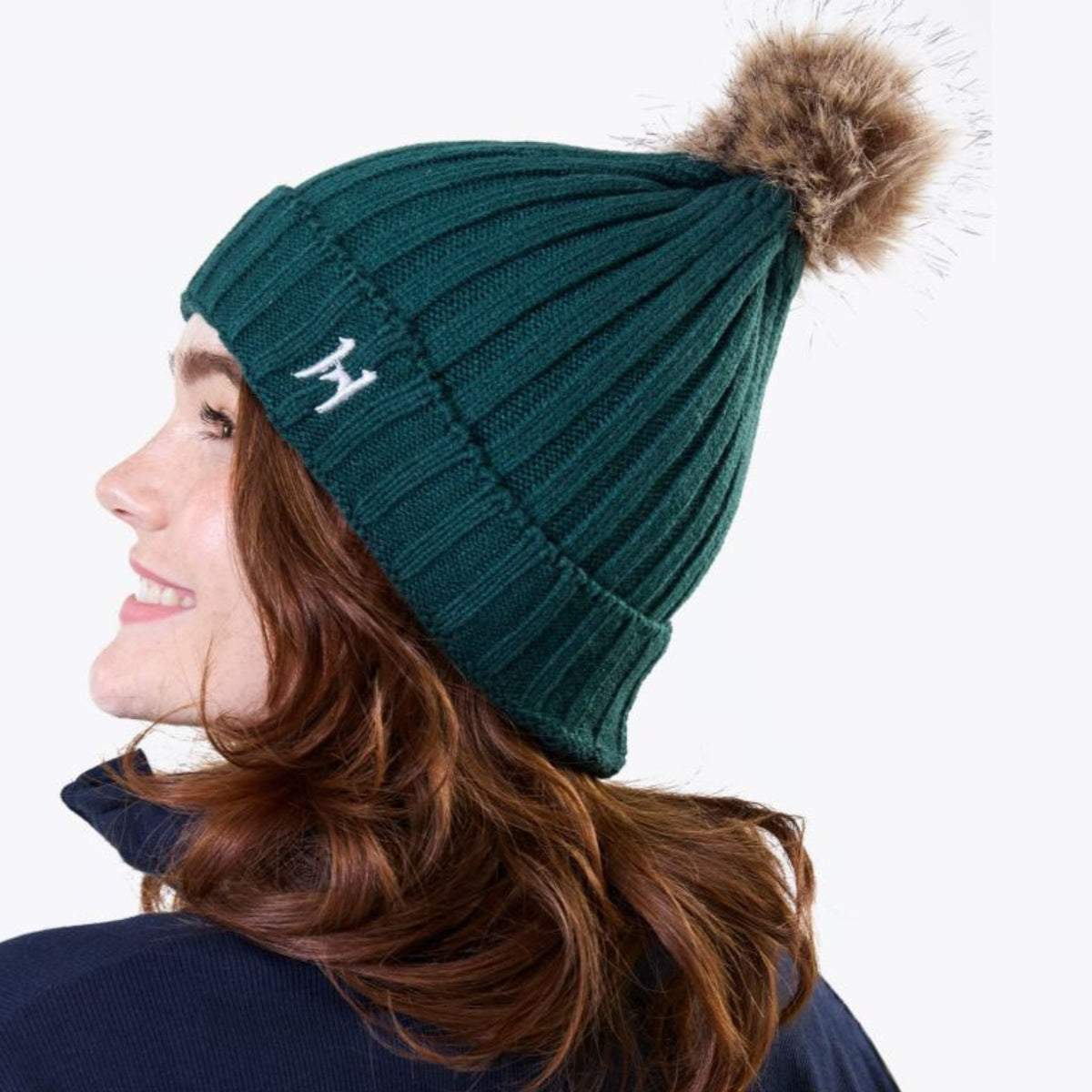 Horseware Aura Knitted Bobble Hat in Dynasty Green