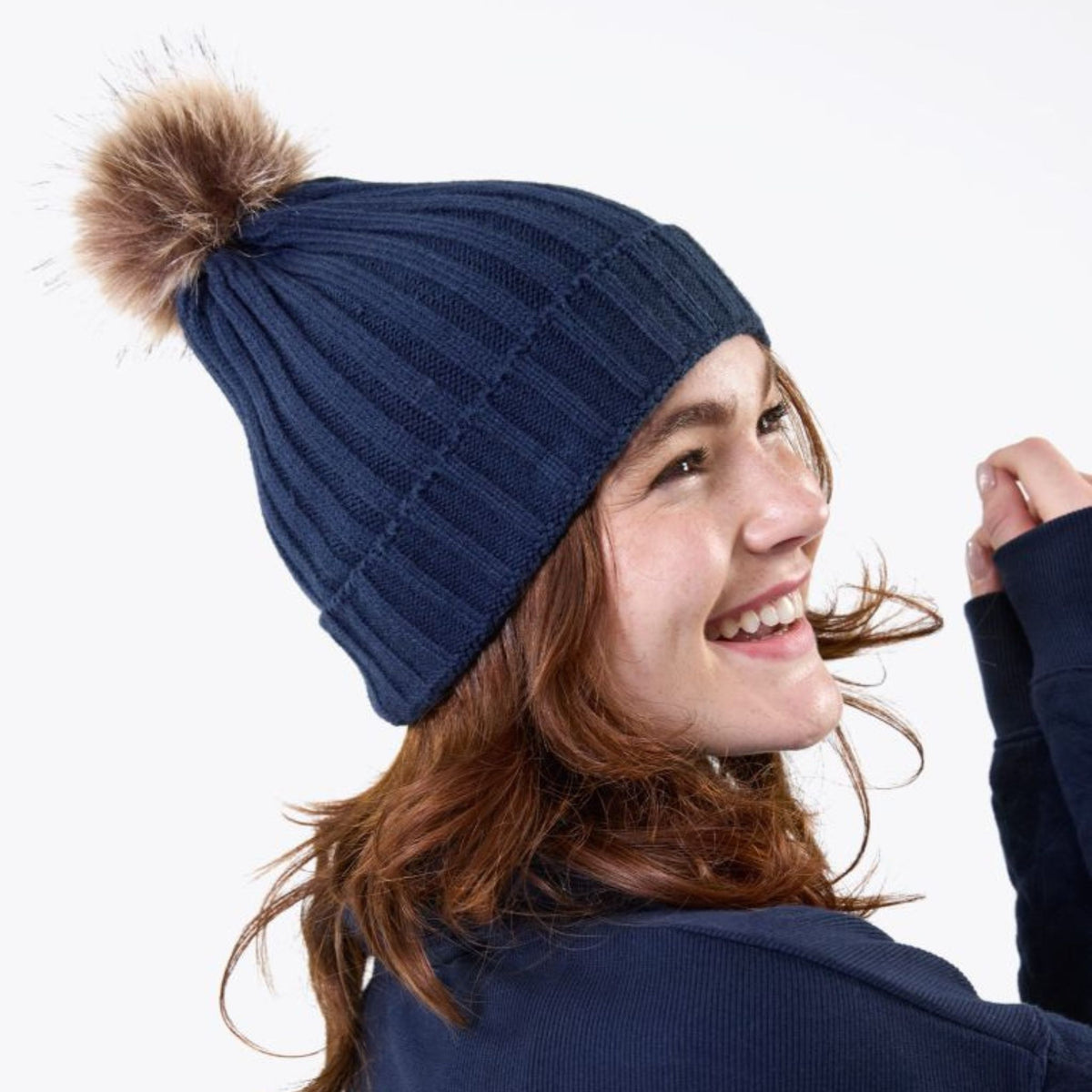 Horseware Aura Knitted Bobble Hat in Navy