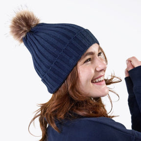 Horseware Aura Knitted Bobble Hat in Navy