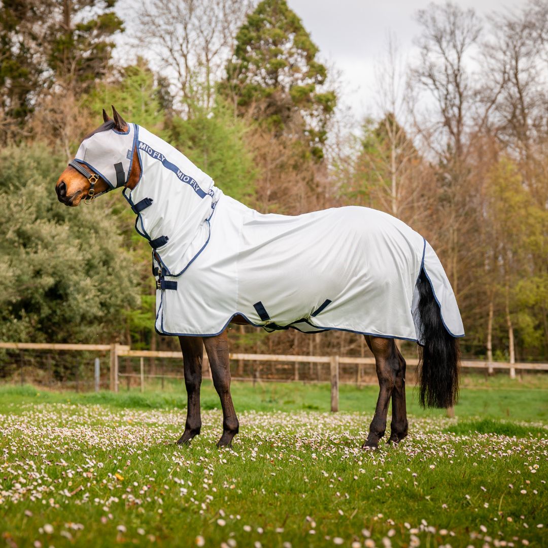 Horseware Mio Pony Fly Rug in Lunar Rock & Navy