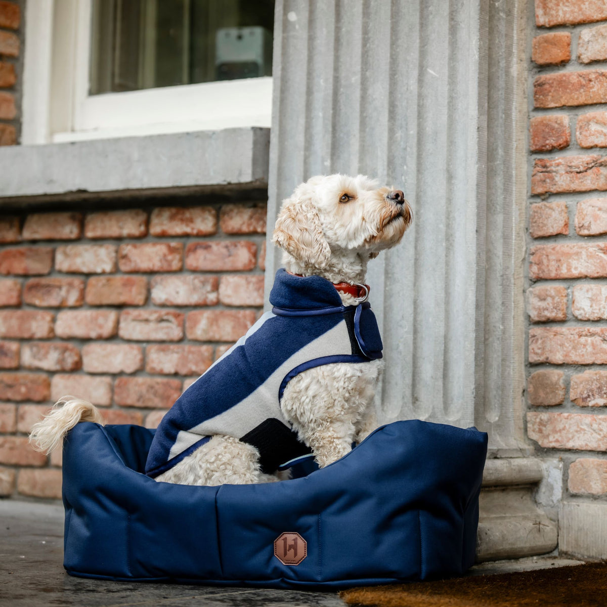 Horseware Newmarket Dog Fleece Coat with Witney Stripes in Navy