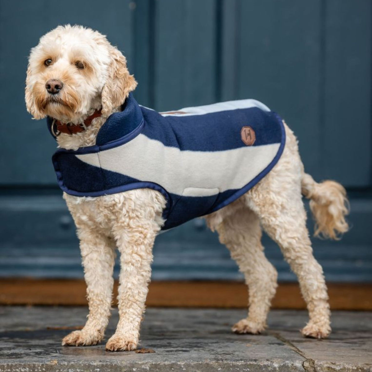 Horseware Newmarket Dog Fleece Coat with Witney Stripes in Navy
