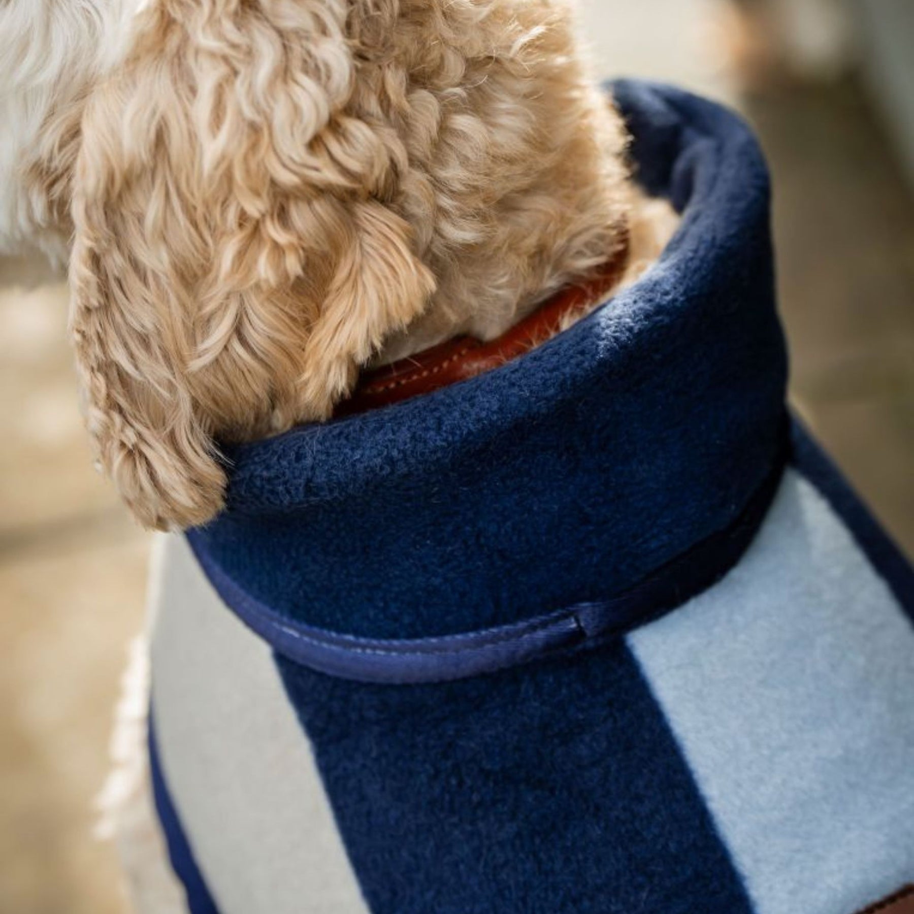 Horseware Newmarket Dog Fleece Coat with Witney Stripes in Navy
