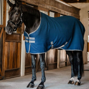 Horseware Rambo Techni-Waffle Cooler in Navy/Thunderstorm Grey & Silver (No Fill)