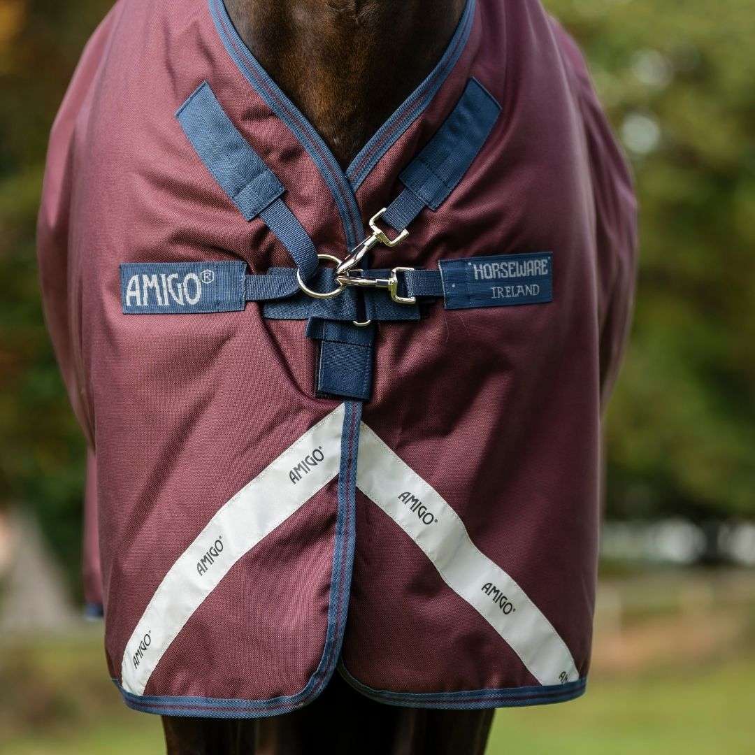 Horseware Amigo Bravo 1200D Plus Turnout Rug in Burgundy/Navy (250g)