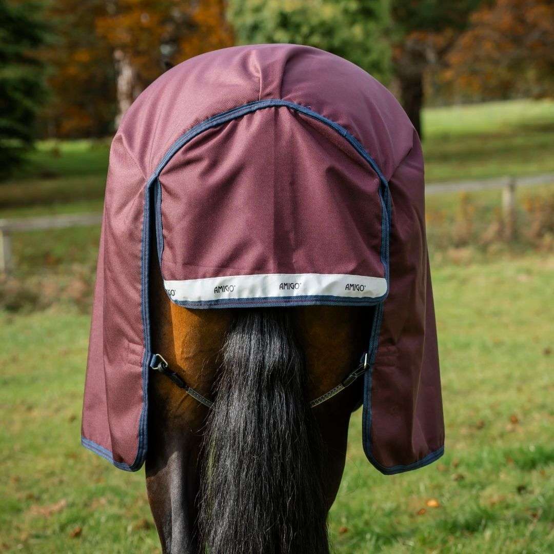 Horseware Amigo Bravo 1200D Plus Turnout Rug in Burgundy/Navy (250g)