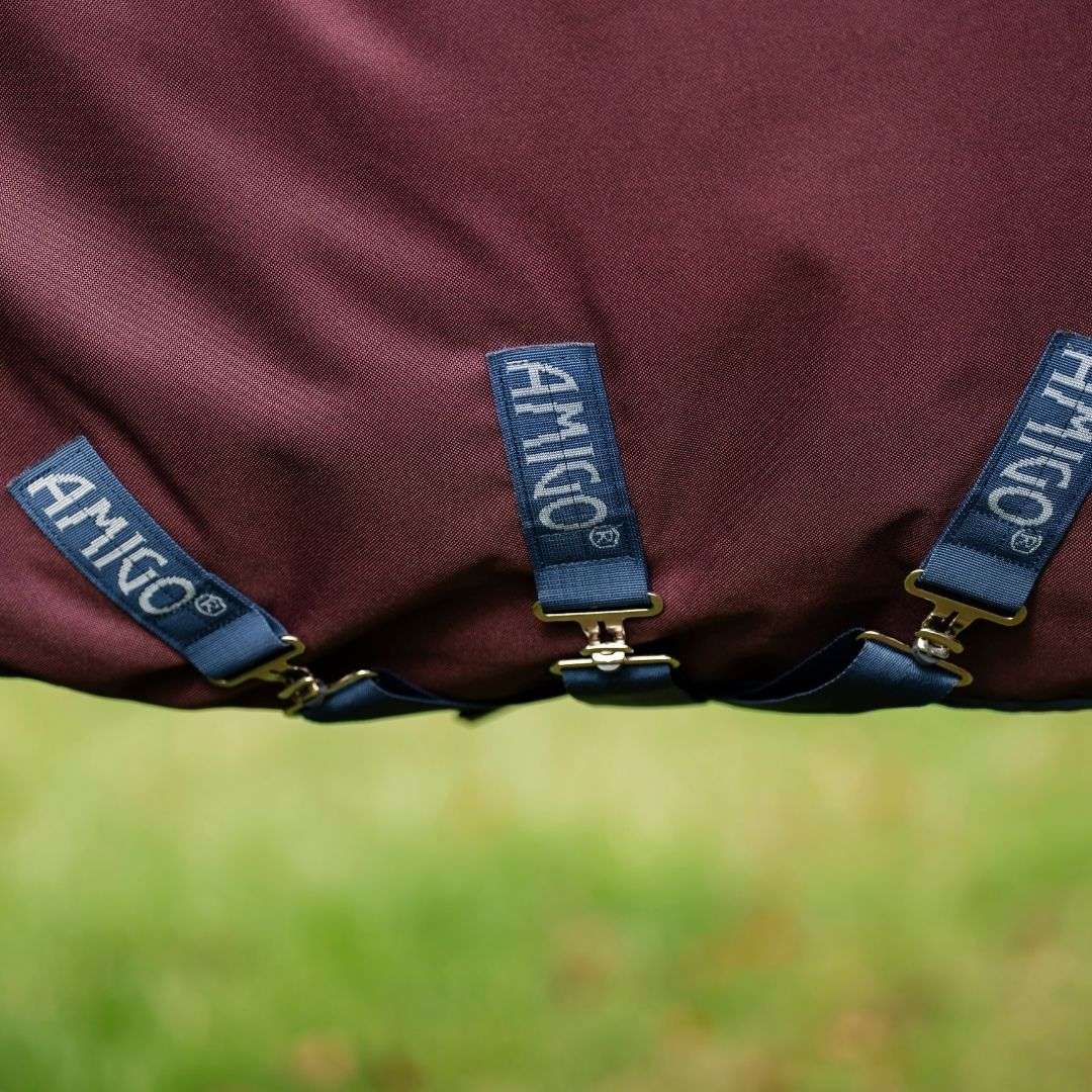 Horseware Amigo Bravo 1200D Plus Turnout Rug in Burgundy/Navy (250g)