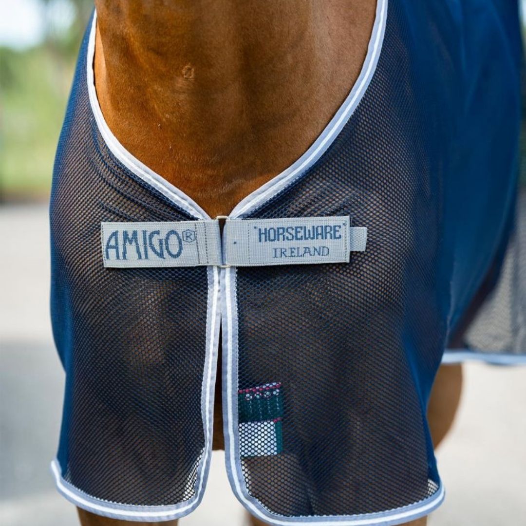 Horseware Amigo Net Cooler in Navy/Titanium Grey & Silver
