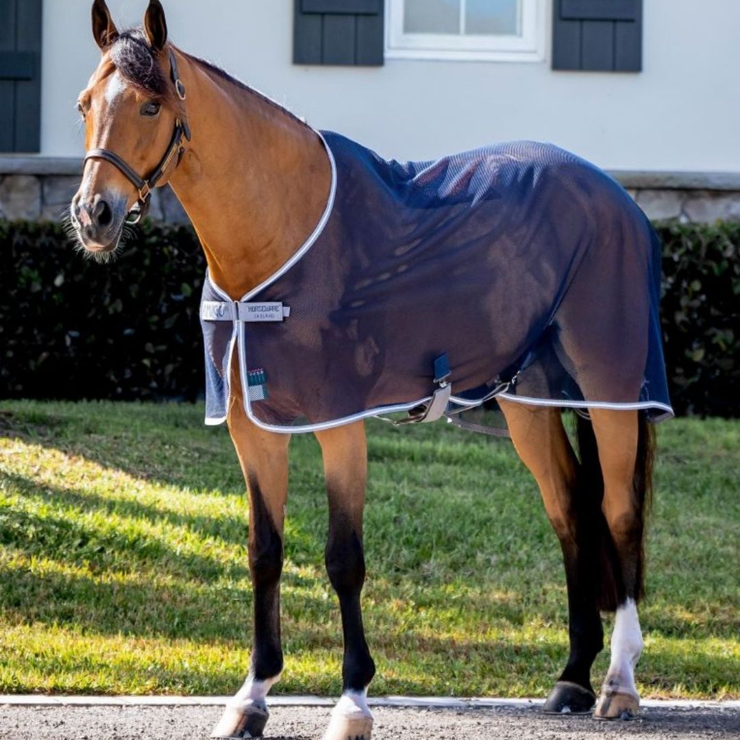 Horseware Amigo Net Cooler in Navy/Titanium Grey & Silver