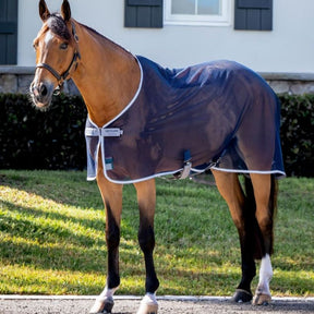 Horseware Amigo Net Cooler in Navy/Titanium Grey & Silver