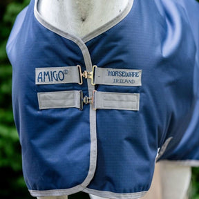 Horseware Amigo Ripstop 900D Fleece Lined Turnout Rug in Navy/Titanium Grey (50g)