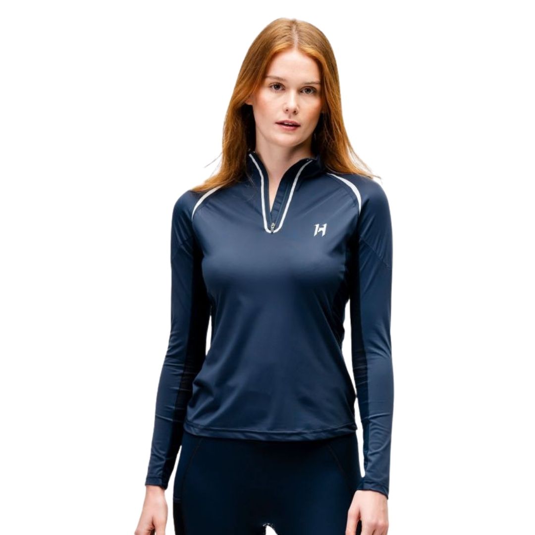 Horseware Women's Stamina Long Sleeve Quarter Zip Top in Navy