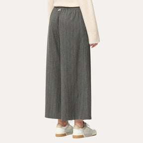 Humility Women's Asymmetric Wide Leg Trouser in Grey with Fine Stripes