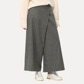 Humility Women's Asymmetric Wide Leg Trouser in Grey with Fine Stripes