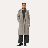 Humility Women's Houndstooth Long Coat in Grey